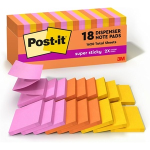 image:imagePostit Super Sticky Dispenser Popup Notes 18 Sticky Note Pads 3 x 3 in 2X the Sticking Power Back to School Supplies for Students Memo Pads for Textbooks Energy Boost Collection18 Pads