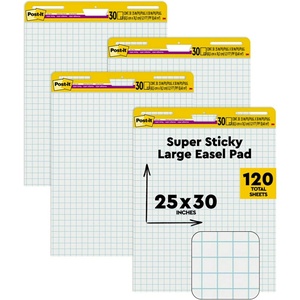 image:imagePostit Super Sticky Easel Pad 25 x 30 Inches 30 Sheets Per Pad 16 Pads Large White Grid Premium Self Stick Flip Chart Paper Super Sticking Power4 pads
