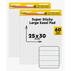image:imagePostit Super Sticky Easel Pad 25inch x 30inch White Lined 2 PadsPack 30 SheetsPad 561WL VAD 2PK 561WLVAD2PK