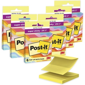 image:imagePostit Super Sticky Notestogo PopUp Notes 3 in x 3 in 6 Dispensers with 540 Total Pastel Sticky Notes in Citron Yellow Color Great for School Office Classroom or HomeCitron Yellow