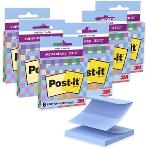 image:imagePostit Super Sticky Notestogo PopUp Notes 3 in x 3 in 6 Dispensers with 540 Total Pastel Sticky Notes in Citron Yellow Color Great for School Office Classroom or HomeWashed Denim