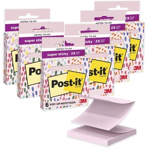 image:imagePostit Super Sticky Notestogo PopUp Notes 3 in x 3 in 6 Dispensers with 540 Total Pastel Sticky Notes in Citron Yellow Color Great for School Office Classroom or HomePink Salt