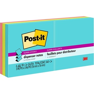 image:imagePostit Super Sticky Popup Notes 3x3 in 6 Pads 2X The Sticking Power Supernova Neons Bright Colors Recyclable R3306SSMIATrue