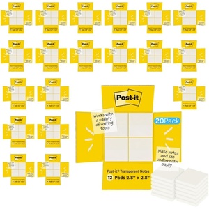 image:imagePostit Transparent Notes 28 in x 28 in Clear Sticky Notes Back to School Supplies Office Products Great for Studying 12 PadsClear  20 Pack