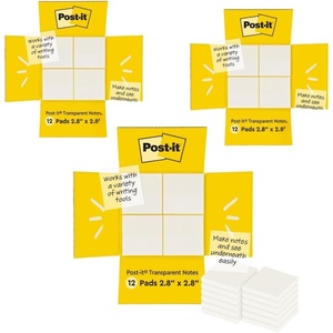 image:imagePostit Transparent Notes 28 in x 28 in Clear Sticky Notes Back to School Supplies Office Products Great for Studying 12 PadsClear  3 Pack