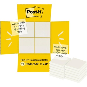 image:imagePostit Transparent Notes 28 in x 28 in Clear Sticky Notes Back to School Supplies Office Products Great for Studying 12 PadsClear Transparent