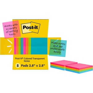 image:imagePostit Transparent Notes 28 in x 28 in Clear Sticky Notes Back to School Supplies Office Products Great for Studying 12 PadsColored Transparent