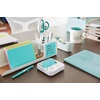 image:imageBundle of Postit Note Dispenser White Base with Steel Top and Postit Popup Notes 3 in x 3 in 1 Pad in Aqua Splash 12 Pads in Alternating Pastel Colors