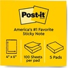 image:imagePostit Popup Notes 4x6 in 5 Pads Americas 1 Favorite Sticky Notes Canary Yellow Clean Removal Recyclable 6605PK Pack of 249 x 61