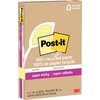 image:imagePostit Super Sticky 100 Recycled Notes 4 Sticky Note Pads 4 x 6 in 2X the Sticking Power Back to School Supplies for Students Memo Pads for Textbooks Canary YellowCanary Yellow