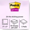 image:imagePostit Super Sticky Recycled Notes 3 x 3 in 5 Pads 2X The Sticking Power Wanderlust Collection Pastel Colors 30 Recycled Paper 6545SSNRP