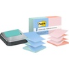 image:imageBundle of Postit Note Dispenser Black Base with Steel Top and Postit Popup Notes 3 in x 3 in 1 Pad in Aqua Splash 12 Pads in Alternating Pastel Colors