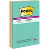 image:imagePostit Super Sticky Notes 4x6 in Supernova Neons Collection Lined 3 PadsPack 46453SSAN Pack of 2Aqua Splash  Acid Lime  Tropical Pink