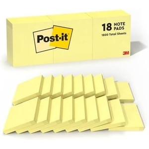 image:imageBundle of Postit Notes 3 in x 3 in 18 Sticky Notes Pads and Postit Notes 1 38 x 1 78 in 24 Sticky Notes Pads Canary Yellow 100 Sheets per Pad The Iconic Canary Yellow Note School Supplies3 in x 3 in