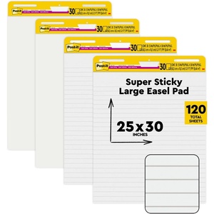 image:imageBundle of Postit Super Sticky Easel Pad 25 in x 30 in 2 White Pads  2 Lined Pads 30 SheetsPad Self Stick Flip Chart Paper Teacher Anchor Flip Chart Paper Super Sticking Power