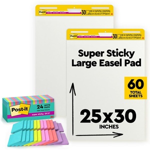 image:imageBundle of Postit Super Sticky Notes 24 Sticky Note Pads 3 x 3 in Supernova Neons  Postit Super Sticky Easel Pad 25 in x 30 in White 30 SheetsPad 2 PadsPack Self Stick Flip Chart Paper