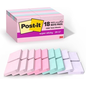 image:imagePostit 100 Recycled Paper Super Sticky Notes 18 Sticky Note Pads 187 x 187 in School Supplies and Office Products 2X the Sticking Power Wanderlust Pastels Collection