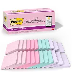 image:imagePostit 100 Recycled Paper Super Sticky Notes 3 in x 3 in 24 Pads 70 Sheets per Pad Wanderlust Pastels Back to School Supplies and Office Products