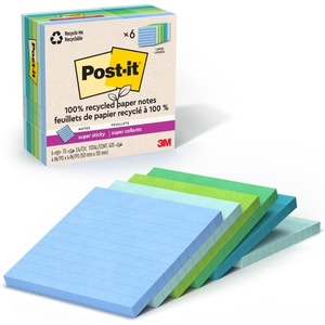 image:imagePostit 100 Recycled Paper Super Sticky Notes 4 in x 4 in 6 Pads 70 Sheets per Pad Wanderlust Pastels Back to School Supplies and Office ProductsOasis