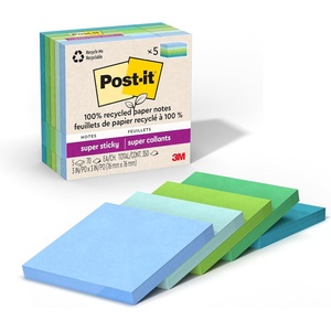 image:imagePostit 100 Recycled Paper Super Sticky Notes Canary Yellow 3 in x 3 in 5 Sticky Note Pads 70 Sheets per Pad Back to School Supplies and Office ProductsOasis