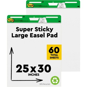 image:imagePostit Easel Pad Made with Recycled Paper 25 in x 30 in White 30 SheetsPad 2 PadsPack Great for Virtual Teachers and Students 559RP