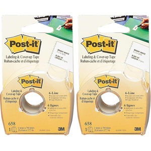 image:imagePostit Labeling Tape 2 in x 36 yds 1 Roll White 695 Pack of 2