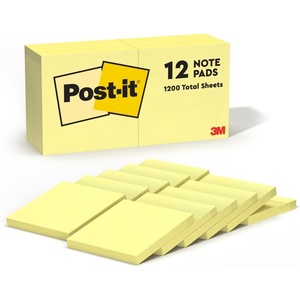 image:imagePostit Notes 12 Sticky Note Pads 3 in x 3 in School Supplies and Office Products Easy to Reposition Memo Pads Set Great for Books and Paper Canary Yellow3  x 3 