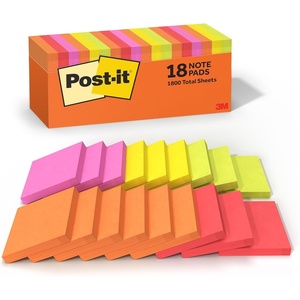 image:imagePostit Notes 18 Sticky Notes Pads 3 x 3 in School Supplies and Oce Supplies Sunburst Collection18 Pads