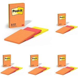 image:imagePostit Notes 3 Lined Sticky Notes Pads 4 x 6 in School Supplies and Oce Supplies Sunburst Collection6 x 4 Pack of 5