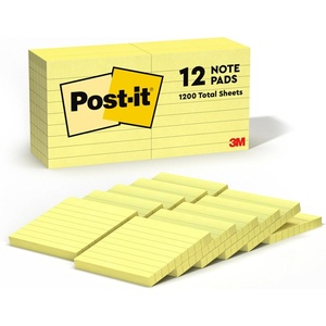 image:imagePostit Notes 3 in x 3 in 12 Lined Sticky Notes Pads 100 Sheets per Pad The Iconic Canary Yellow Note New Year Organization or Second Semester School Supplies