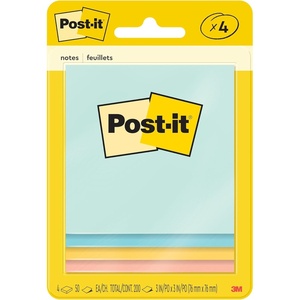 image:imagePostit Notes 3 in x 3 in 4 Sticky Note Pads 50 Sheets per Pad Beachside Caf Collection Back to School Supplies and Office Products