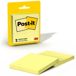 image:imagePostit Notes 3x3 in 2 Pads Canary Yellow Clean Removal Recyclable Pack of 23 in x 3 in