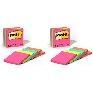 image:imagePostit Notes 3x3 in 5 Pads Americas 1 Favorite Sticky Notes Poptimistic Bright Colors Clean Removal Recyclable 6555UC3x3 Inch Pack of 2
