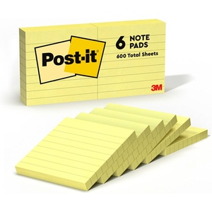 image:imagePostit Notes 3x3 in 6 Pads Americas 1 Favorite Sticky Notes Canary Yellow Clean Removal Recyclable 6306PK