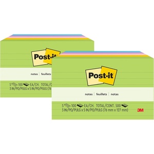 image:imagePostit Notes 3x5 in 5 Pads Americas 1 Favorite Sticky Notes Floral Fantasy Collection Bold Colors Clean Removal Recyclable 6355AU Pack of 208 x 12 Pack of 2