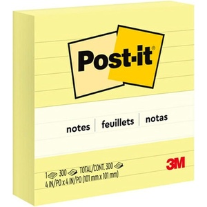 image:imagePostit Notes 4 in x 4 in Canary Yellow Lined 300 SheetsPad 1 PadPack4 x 4