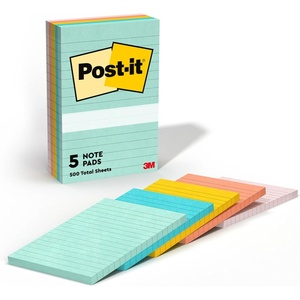 image:imagePostit Notes 4 in x 6 in 5 Lined Sticky Note Pads 100 Sheets per Pad Beachside Caf Collection School Supplies and Office Products4 x 6