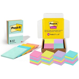 image:imagePostit Notes Beachside Cafe Collection 4x6 in 5 Pads 660 Sheets and Postit Super Sticky Notes Bright Colors Collection 3x3 in 24 Pads 1680 SheetsSticky Note  Sticky Notes  3x3 in