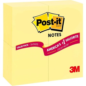 image:imagePostit Notes Value Pack 3 in x 3 in Canary Yellow 24 PadsPack6 x 6