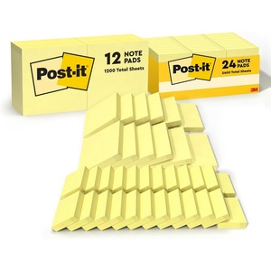 image:imagePostit Notes Yellow Value Pack Clean Removal 15 in x 2 in with Postit Notes Canary Yellow Call Out Important Information Recyclable 3 in x 3 in 12 PadsPack