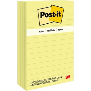 image:imagePostit Popup Notes 4x6 in 5 Pads Americas 1 Favorite Sticky Notes Canary Yellow Clean Removal Recyclable 6605PK Pack of 249 x 61