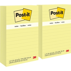 image:imagePostit Popup Notes 4x6 in 5 Pads Americas 1 Favorite Sticky Notes Canary Yellow Clean Removal Recyclable 6605PK Pack of 249 x 61 Pack of 2