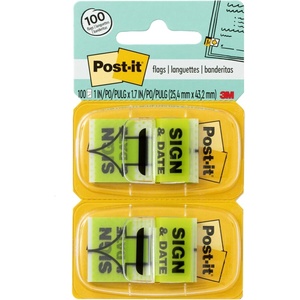image:imagePostit Sign and Date Flags 50Dispenser 2 DispensersPack 1 in Wide Bright Green 680SD2 Pack of 2Bright Green