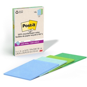 image:imagePostit Super Sticky 100 Recycled Notes 4 Sticky Note Pads 4 x 6 in 2X the Sticking Power Back to School Supplies for Students Memo Pads for Textbooks Canary YellowOasis