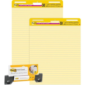 image:imagePostit Super Sticky Easel Pad 25 in x 30 in Sheets Yellow Paper with Lines 30 SheetsPad 2 PadsPack Great for Virtual Teachers and Students 561 amp Super Sticky Wall Easel Mounting SystemPad  Super Sticky Wall Easel Mounting System
