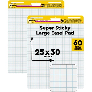 image:imagePostit Super Sticky Easel Pad 25 x 30 Inches 30 SheetsPad 2 Pads 560 Large White Grid Premium Self Stick Flip Chart Paper Super Sticking Power2 pads
