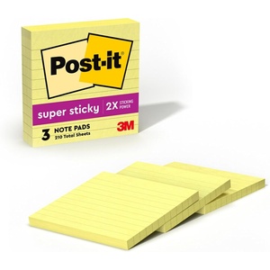 image:imagePostit Super Sticky Lined Notes 3 Sticky Note Pads 4 x 4 in School Supplies Office Products Sticky Notes for Vertical Surfaces Monitors Walls and Windows Canary Yellow