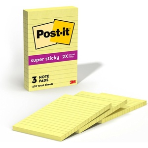 image:imagePostit Super Sticky Lined Notes 3 Sticky Note Pads 4 x 6 in School Supplies Office Products Sticky Notes for Vertical Surfaces Monitors Walls and Windows Canary Yellow14 x 4 Pack of 8