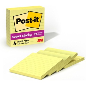 image:imagePostit Super Sticky Lined Notes 4 Sticky Note Pads 4 x 4 in School Supplies for Students Ideal for Textbooks Notebooks Walls and Vertical Surfaces Canary Yellow17 x 4