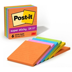 image:imagePostit Super Sticky Lined Notes 6 Sticky Note Pads 4 x 4 in School Supplies Office Products Sticky Notes for Vertical Surfaces Monitors Walls and Windows Energy Boost Collection4 x 4